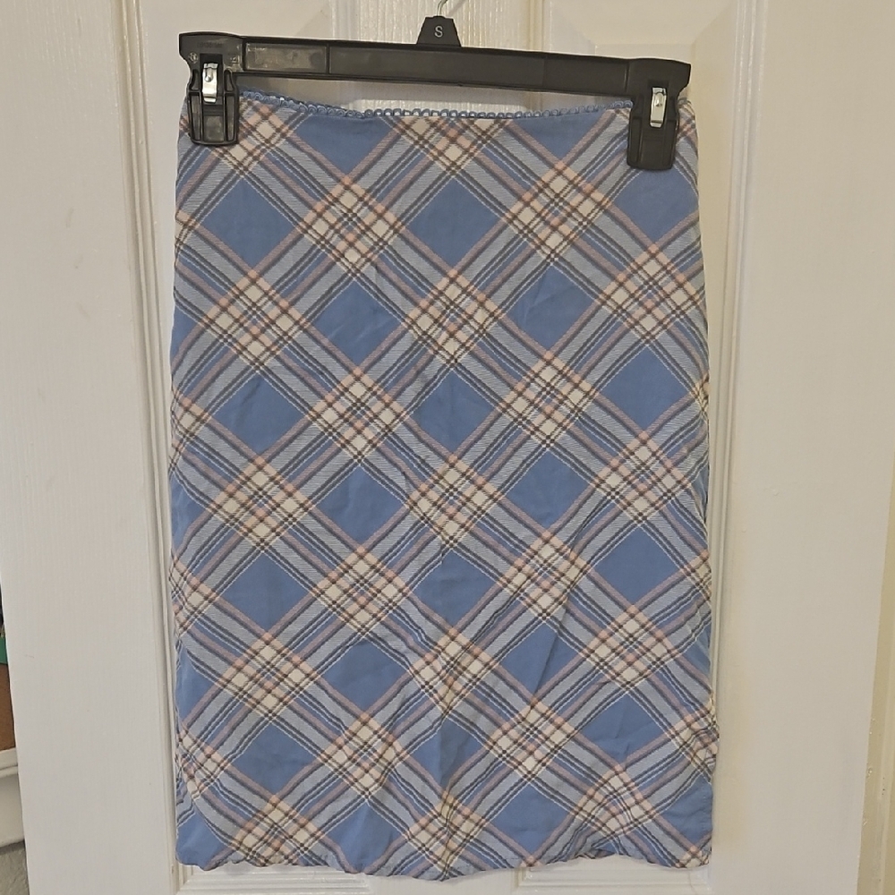 Girls Blue Plaid Skirt